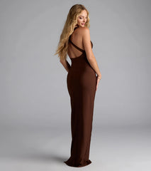 Jenn V-Neck Strappy Back Slit Long Formal Dress