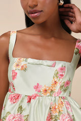 Unbelievably Lovely Sage Floral Babydoll Empire Waist Mini Dress
