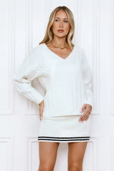 When In London Cable Knit Sweater White