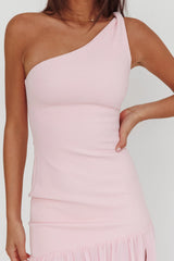 Lights On One-Shoulder Drop Waist Maxi Dress Pink