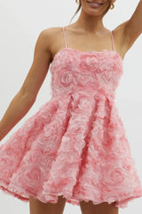 Mariela Floral Embellished Mini Dress Pink