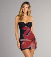 Alora Sequin Beaded Floral Mini Dress