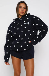 Offstage Printed Oversized Hoodie Navy Polka Dot