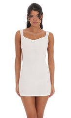 Open Back Satin Bow Dress in White