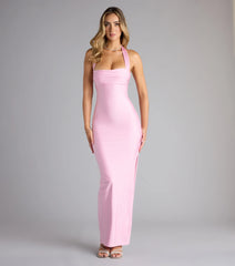 Beverly Halter Slit Long Formal Dress