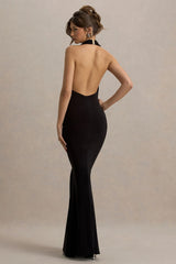Milani | Black Backless Cowl Neck Fishtail Maxi Dress