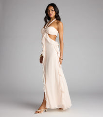 Ruffle and Ready Chiffon Halter Maxi Dress