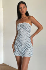 Javaya Bandeau Mini Dress Blue Stripe