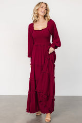 Lana Smocked Maxi Dress | Merlot