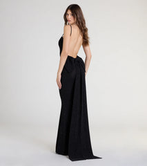 Gwendolyn Glitter Knit Bow-Back Mermaid Dress