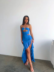 La Roma Mesh Maxi Dress Blue