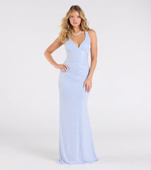 Ayla Lace-Up Slit Mermaid Glitter Formal Dress