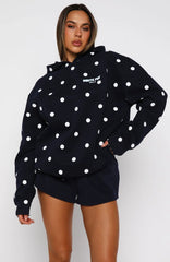 Offstage Printed Oversized Hoodie Navy Polka Dot