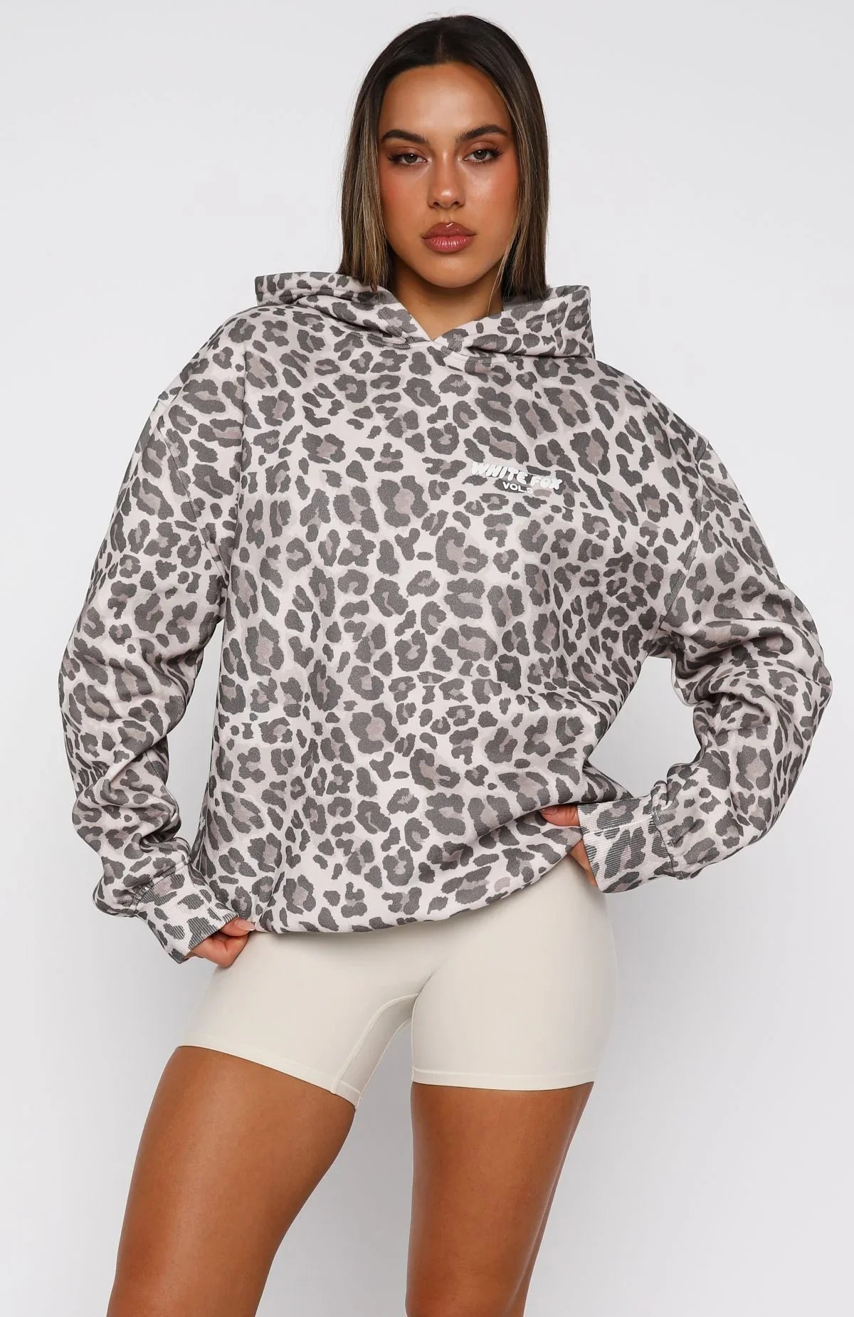 Offstage Printed Oversized Hoodie Leopard