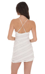 Ruffle Lace V-Neck Dress in White