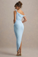 Angelique | Powder Blue Twisted Asymmetric Maxi Dress