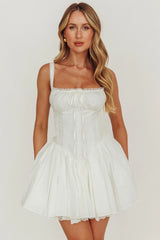 Jennie Corset Flared Mini Dress Off White