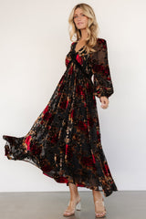 Adele Velvet Dress | Black + Rose Floral